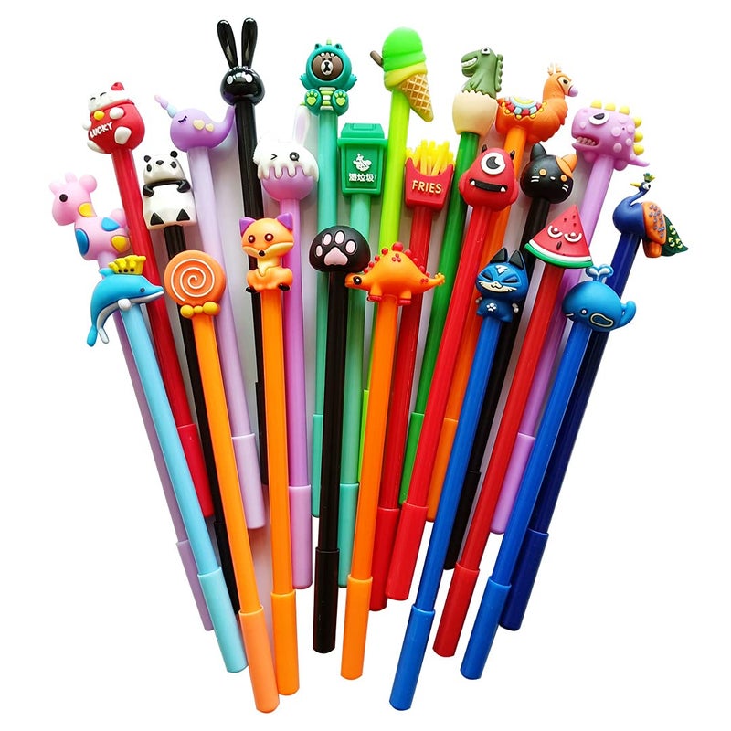 sencoo 24 pack Cute Cartoon Gel Blue Ink Pens Assorted Style Writing Birthday Present School Prize Student Gift Fun Girls Kiddie Pens (blue) - Image 5